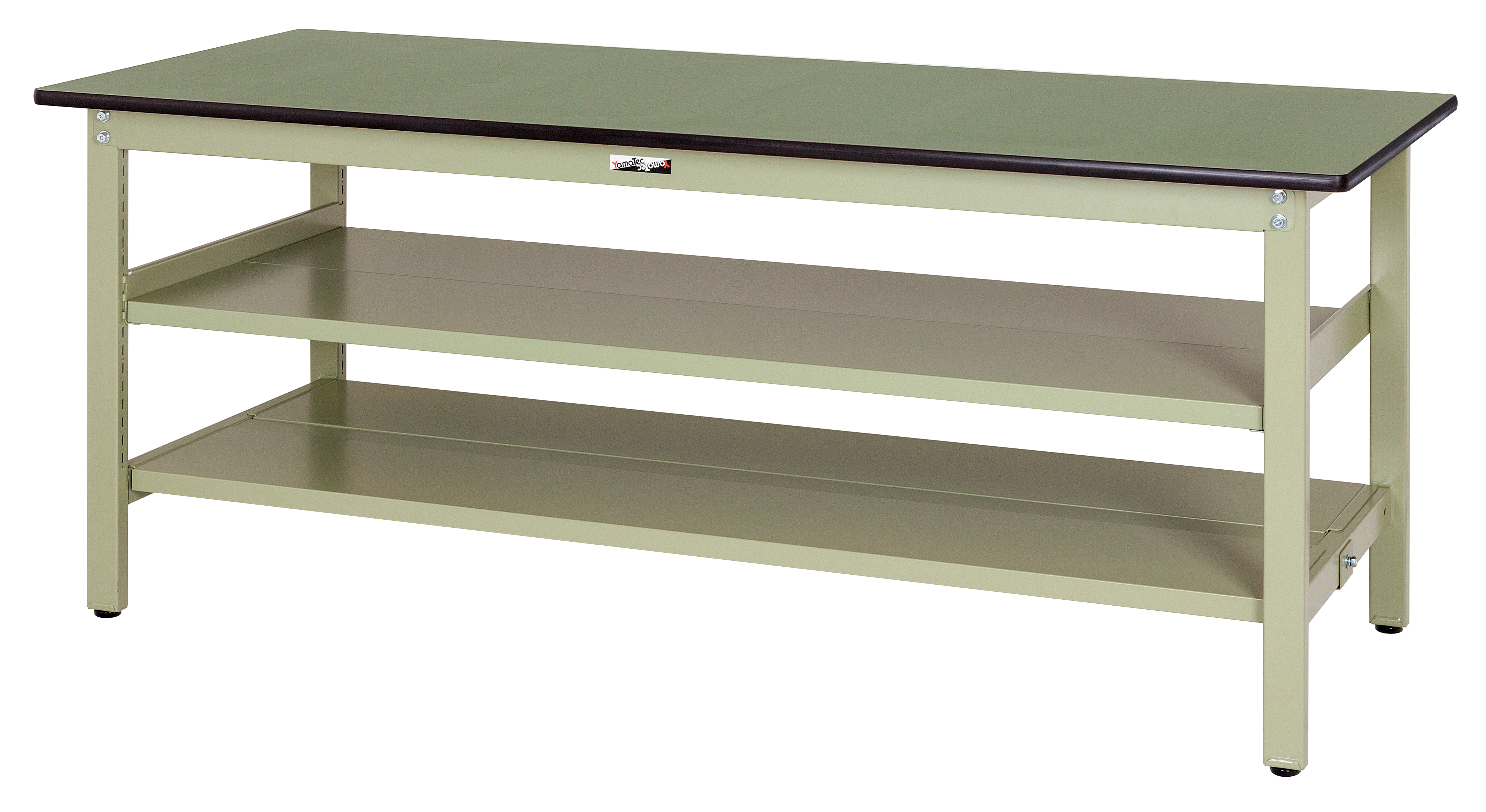 ヤマテック　ワークテーブル　300シリーズ　固定式 中間棚付き(全面棚板2段式) H740mm　塩ビシート天板　SWR-1890TTS2
