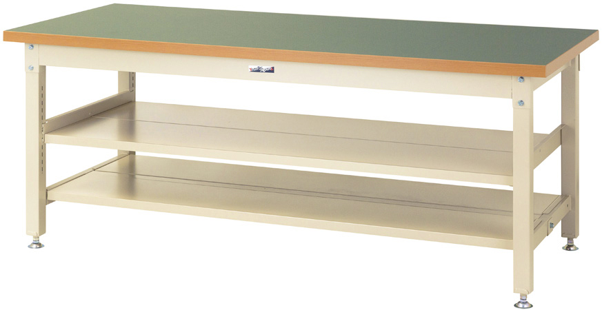 ヤマテック　ワークテーブル　スーパータイプ　中間棚付き(全面棚板2段式)　H740mm　塩ビシート天板　SSR-1890TTS2