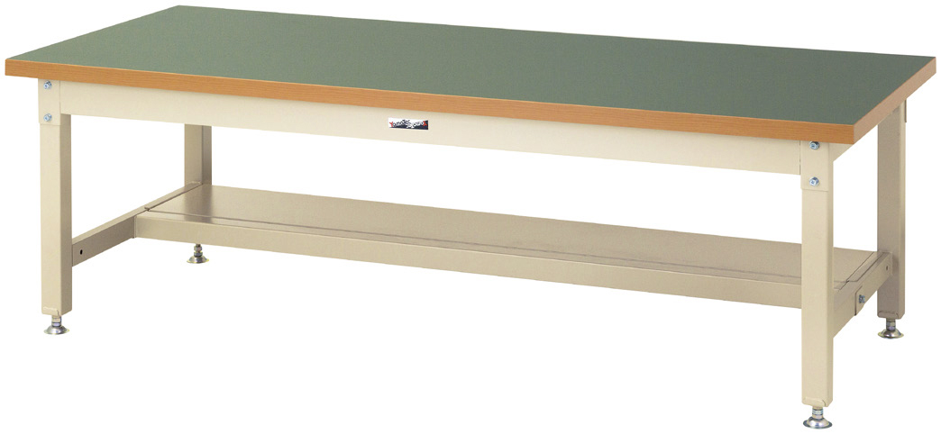 ヤマテック　ワークテーブル　スーパータイプ(半面棚板1段式)　H600mm　塩ビシート天板　SSRL-1890T