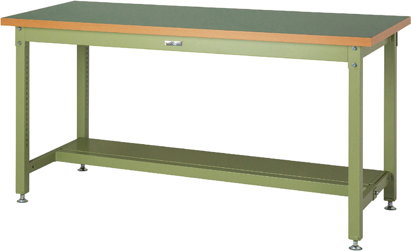 ヤマテック　ワークテーブル　スーパータイプ(半面棚板1段式)　H900mm　塩ビシート天板　SSRH-1275T