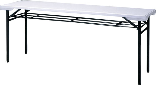 ノーリツイス　環境ソフト折りたたみテーブル　ポリエチレンブロー成型天板折りたたみテーブル　棚付　[W1800×D500×H700]　PE-1850T